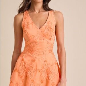 NWT Altar’d State Daphney Orange 3D Floral Dress Sz Lg